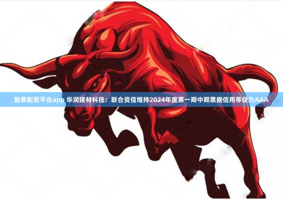 股票配资平台app 华润建材科技：联合资信维持2024年度第一期中期票据信用等级为AAA